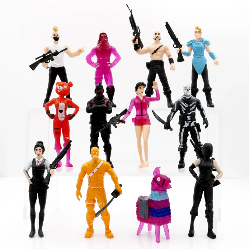 12pcs fortnight battle royale pvc characters weapons collection model doll alpaca fortnite action figure toy - season 12 skin fortnite action figures